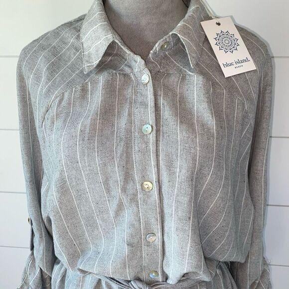 BLUE ISLAND WOMEN 'S LONG SLEEVE LOSE FIT BUTTON DOWN DRESS SIZE L - Picture 11 of 11